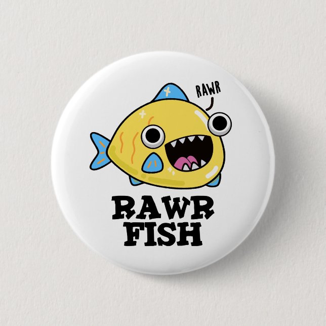 Rawr Fish Funny Animal Pub Button (Vorderseite)