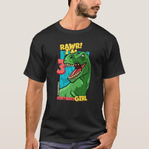Rawr I m 3 Birthday Girls 3. Geburtstag Dino Tyran T-Shirt