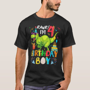 Rawr I m 4th Birthday Boy Dinosaur T Rex 4 Jahre O T-Shirt