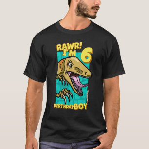 Rawr I m 6 Birthday Boys 6. Geburtstag Dino Veloci T-Shirt