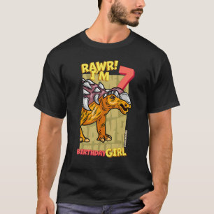 Rawr I m 7 Birthday Girls 7. Geburtstag Dino Edmon T-Shirt