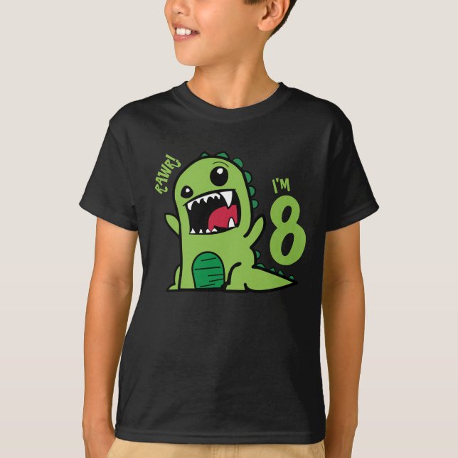 Rawr I m 8, Funny 8th Birthday Dinosaur Shirt (Vorderseite)
