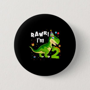 Rawr ich bin 2 2. Geburtstag T Rex Dinosaurier Lus Button