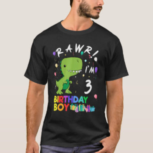Rawr Ich bin 3 Niedlich Dinosaurier Geburtstag T-Shirt