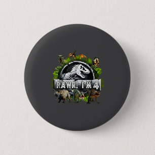Rawr ich bin 4 4. Geburtstag T-Rex Dinosaurier Lus Button