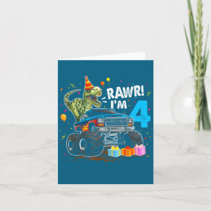 Rawr ich bin 4 4. Geburtstag T Rex Dinosaurier Lus Karte