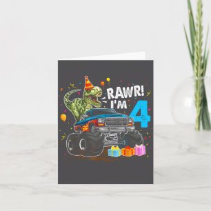 Rawr ich bin 4 4. Geburtstag T Rex Dinosaurier Lus Karte