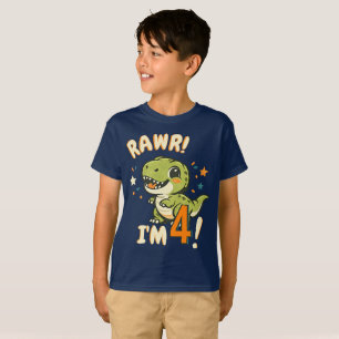 Rawr ich bin 4 Baby T-Rex Dinosaur 4. Geburtstagsn T-Shirt