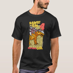 Rawr ich bin 4 Geburtstagsmädchen 4. Geburtstag Di T-Shirt