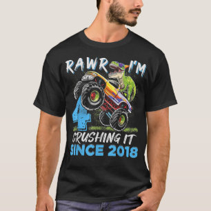 Rawr Ich bin 4 Monster Truck Dinosaurier 4. Geburt T-Shirt