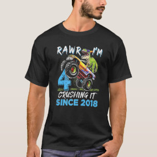 Rawr Ich bin 4 Monster Truck Dinosaurier 4. Geburt T-Shirt