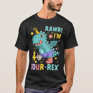Rawr Ich bin 4 Rex 4. Geburtstag Dinosaurier 4 Jah T-Shirt