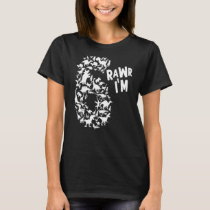Rawr Ich bin 6 Niedliche Kinder Ich bin 6 Jungen & T-Shirt