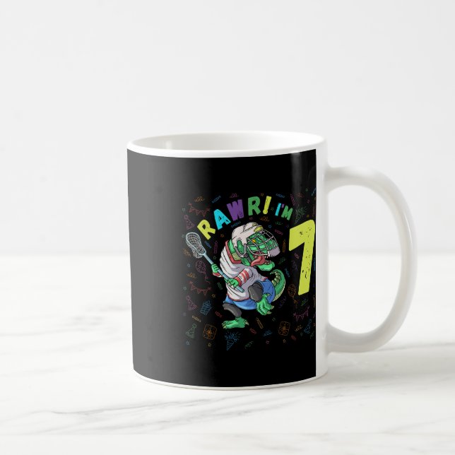 Rawr Ich bin 7 Dinosaur T-rex 7 Jahre Junge Geburt Kaffeetasse (Rechts)