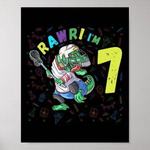 Rawr ich bin 7 Dinosaurier T-rex 7 Jahre alter Jun Poster