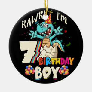 Rawr Ich bin 7. Geburtstag Boy Dinosaur T-rex 7 Ja Keramik Ornament