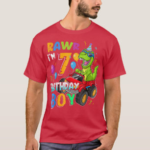Rawr Ich bin 7. Geburtstag Junge 7 Jahre alt Dinos T-Shirt