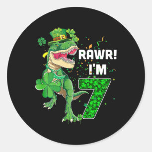 Rawr ich bin 7 Geburtstagsjahre alt 2015 T Rex Din Runder Aufkleber