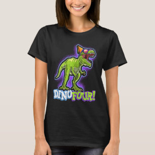 Rawr Ich bin Dinofour Rex Dinosaurier 4. Geburtsta T-Shirt