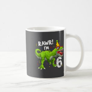 Rawr ich habe 6 6. Geburtstag T-Rex Dinosaurier Lu Kaffeetasse