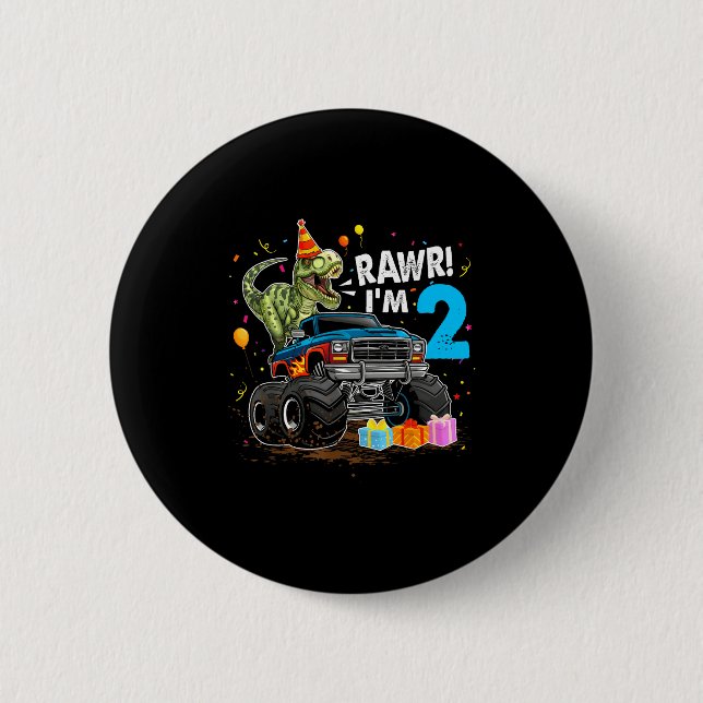 Rawr I'm 2 2nd Birthday T Rex Dinosaur Funny Party Button (Vorderseite)
