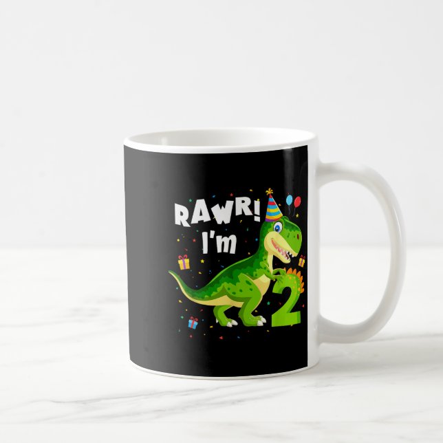 Rawr I'm 2 2nd Birthday T Rex Dinosaur Funny Party Kaffeetasse (Rechts)