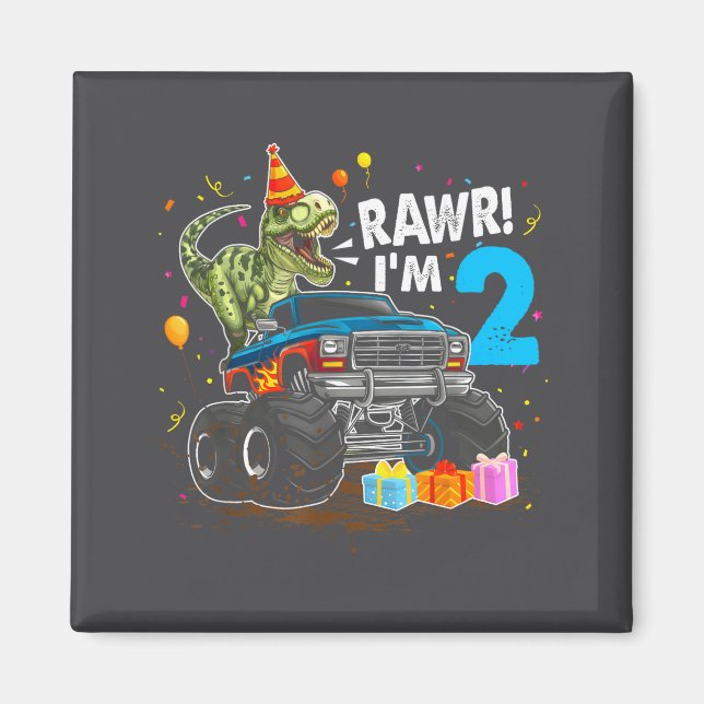 Rawr I'm 2 2nd Birthday T Rex Dinosaur Funny Party Magnet (Vorne)