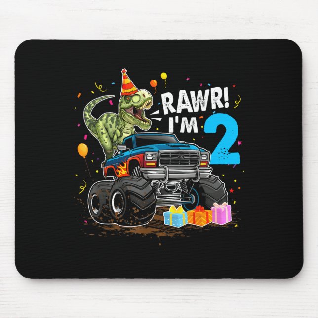 Rawr I'm 2 2nd Birthday T Rex Dinosaur Funny Party Mousepad (Vorne)