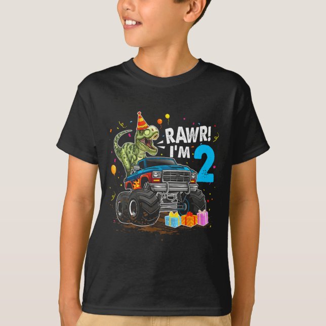Rawr I'm 2 2nd Birthday T Rex Dinosaur Funny Party T-Shirt (Vorderseite)