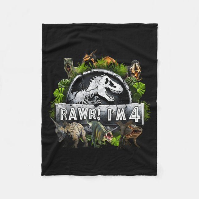 Rawr I'm 4 4th Birthday T Rex Dinosaur Funny Party Fleecedecke (Vorderseite)