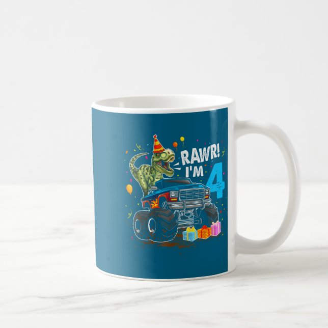 Rawr I'm 4 4th Birthday T Rex Dinosaur Funny Party Kaffeetasse (Rechts)