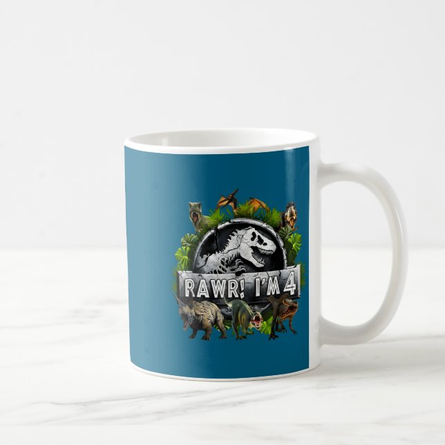 Rawr I'm 4 4th Birthday T Rex Dinosaur Funny Party Kaffeetasse (Rechts)