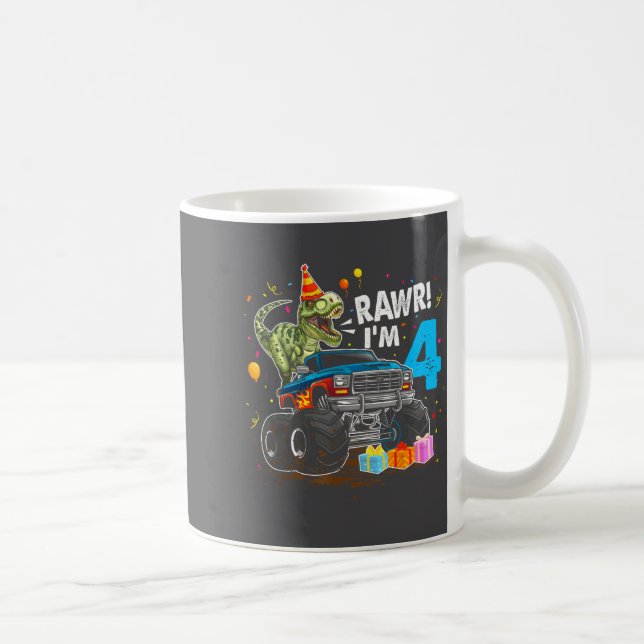 Rawr I'm 4 4th Birthday T Rex Dinosaur Funny Party Kaffeetasse (Rechts)