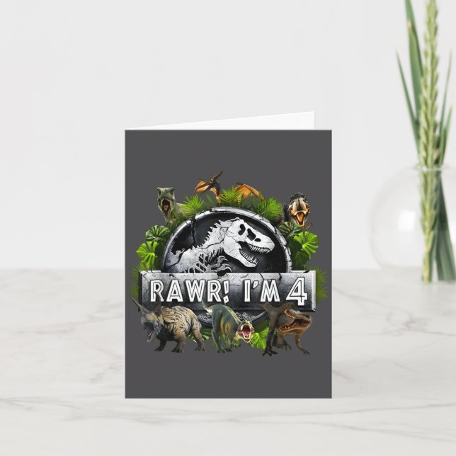 Rawr I'm 4 4th Birthday T Rex Dinosaur Funny Party Karte (Vorderseite)