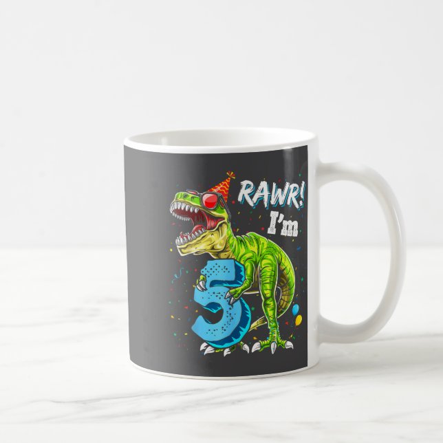 Rawr I'm 5 5th Birthday T Rex Dinosaur Funny Party Kaffeetasse (Rechts)