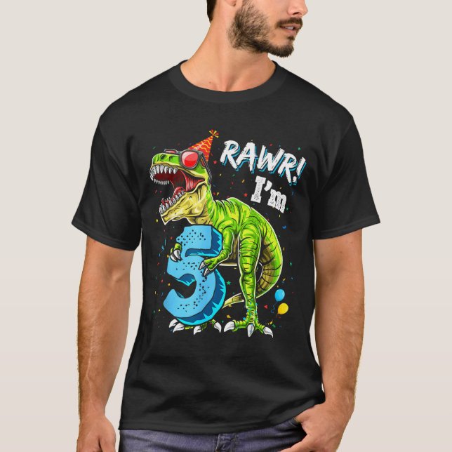 Rawr I'm 5 5th Birthday T Rex Dinosaur Funny Party T-Shirt (Vorderseite)