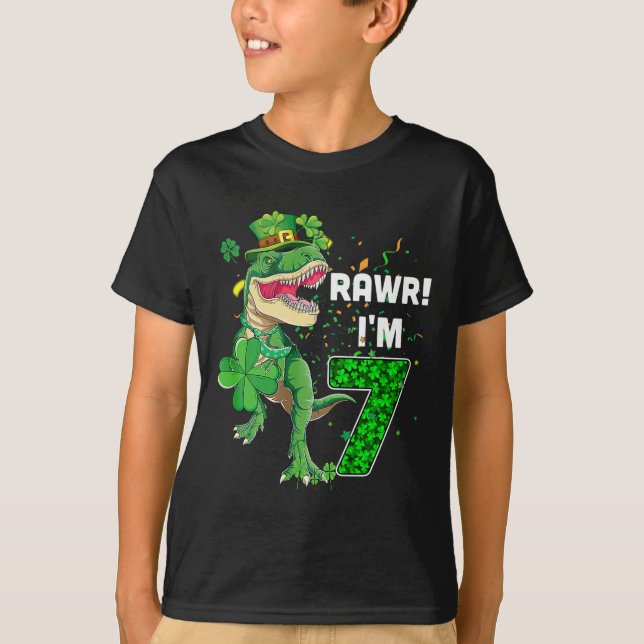Rawr I'm 7 Birthday Years Old 2015 T Rex Dinosaur  T-Shirt (Vorderseite)
