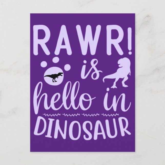 Rawr! Ist Hello in Dinosaur Postcard Postkarte (Vorderseite)