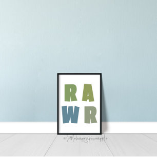 RAWR Kids Room Dinosaurier Wall Art Poster