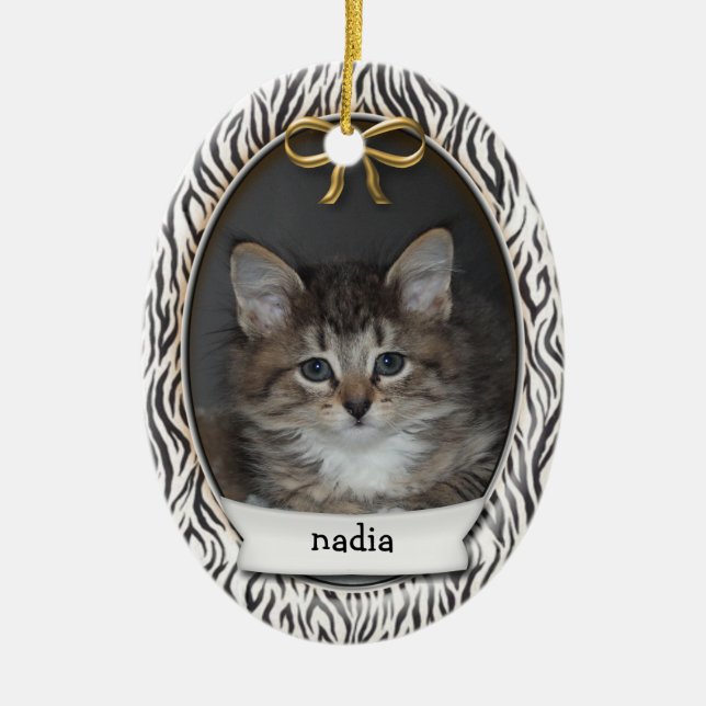 Rawr! Kitty's erste weihnachtliche schwarze Tierst Keramikornament (Vorne)