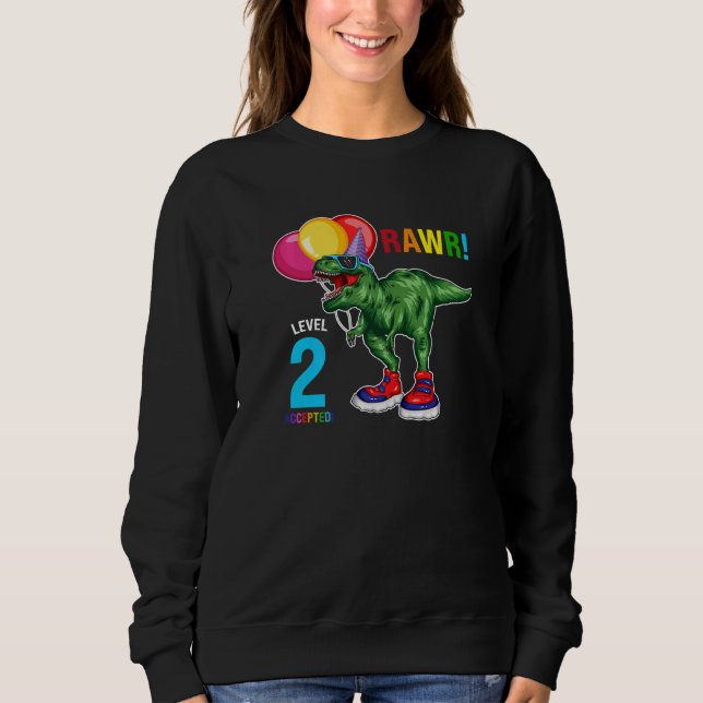 Rawr Level 2 Geburtstag des Jungen Sweatshirt (Vorderseite)