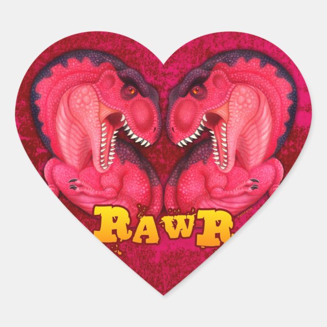 Rawr Liebe-a-saurus Herz-Aufkleber (Vorderseite)