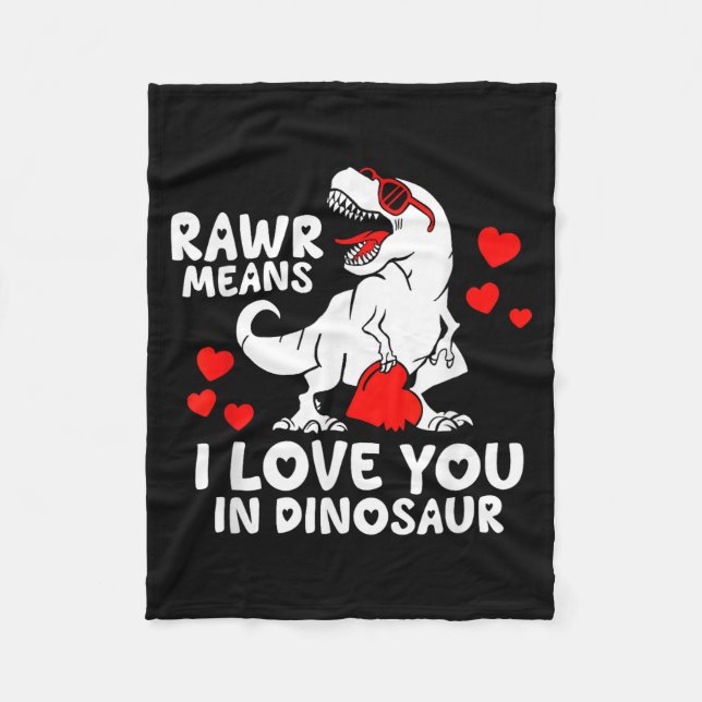 Rawr Means I Love You In Dinosaur Valentine’s Day  Fleecedecke (Vorderseite)