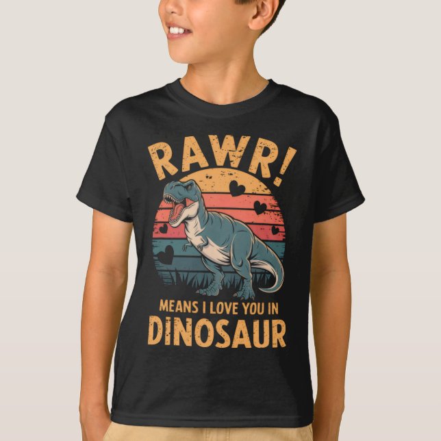 Rawr Means I Love You In Dinosaur Vintage Valentin T-Shirt (Vorderseite)
