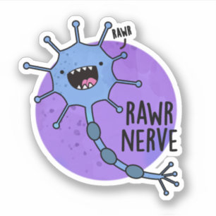 Rawr Nerve Funny Neuron Nerve Pun Aufkleber