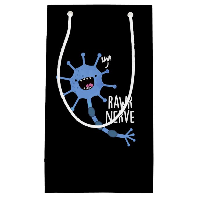 Rawr Nerve Funny Neuron Nerve Pun Dark BG Kleine Geschenktüte (Vorderseite)