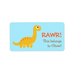 Rawr, Süßer gelber Brachiosaurus-Dinosaurier für K Adressaufkleber