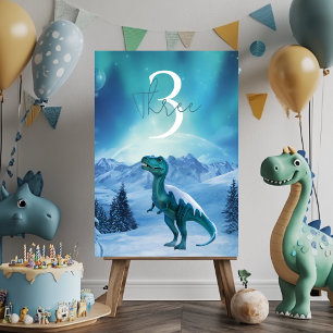 RAWR Unter den Lichtern Dinosaurier Winter Geburts Tischnummer