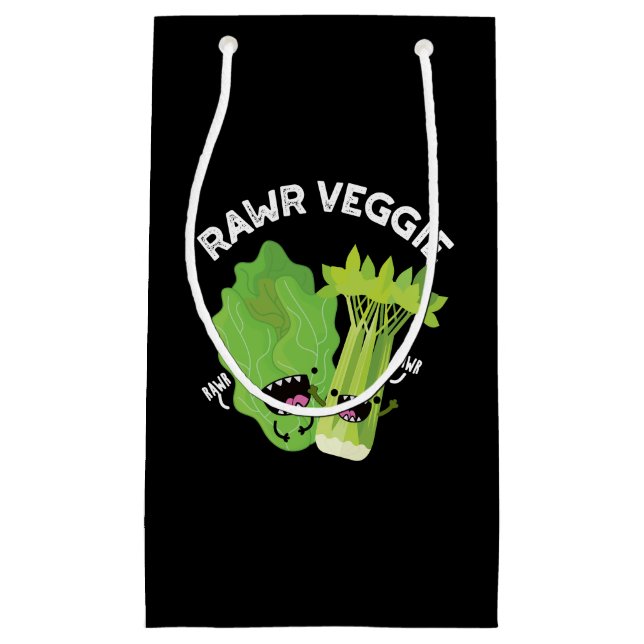 Rawr Veggie Funny Food Pub Dark BG Kleine Geschenktüte (Vorderseite)