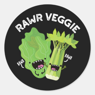 Rawr Veggie Funny Food Pub Dark BG Runder Aufkleber